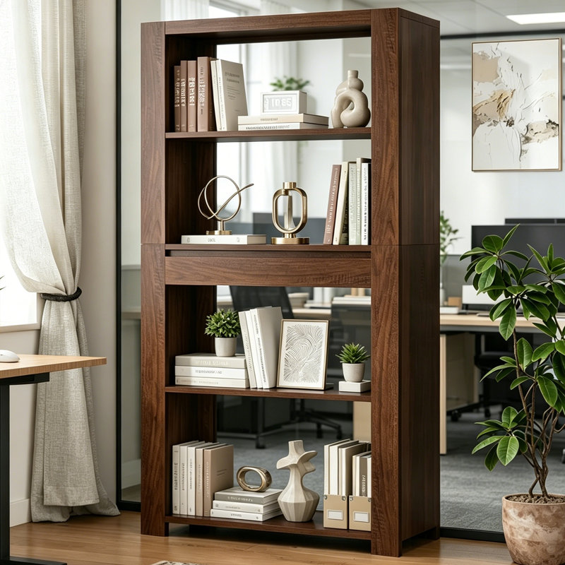 Bibliothèque de 72 po de hauteur avec tiroir, tablettes très larges de 39,4 po, bibliothèque en bois robuste avec ensemble anti-basculement, rangement imperméable et résistant aux rayures pour le salon, le bureau à domicile et la chambre à coucher