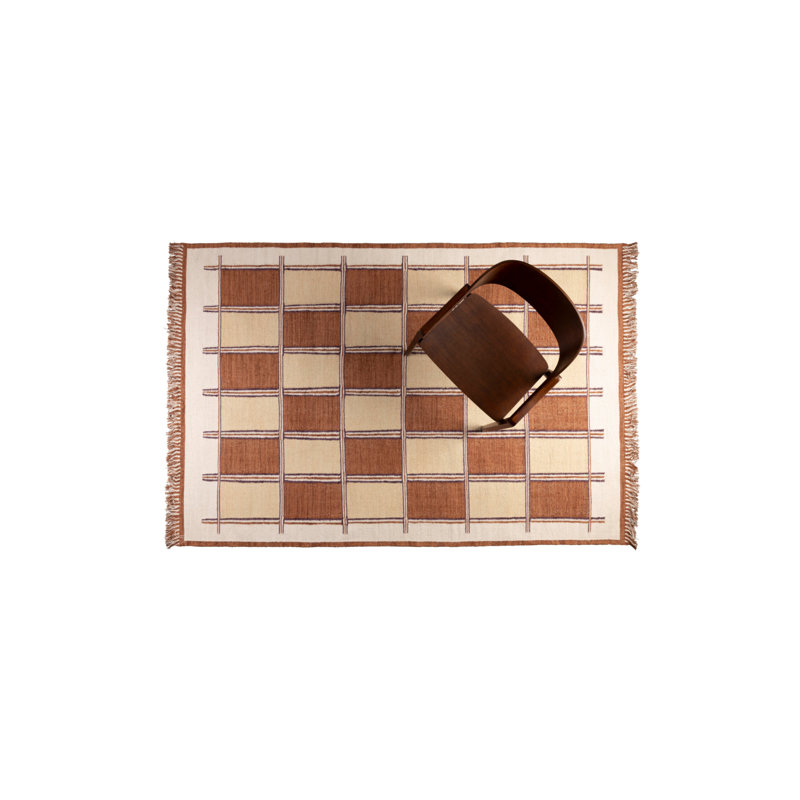 Rug Cotton Checkered Area Rug, Rectangle 5'3" x 7'7"