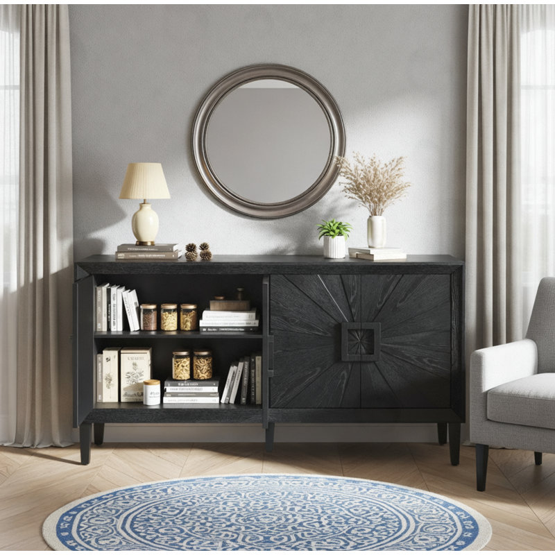 Buffet avec 4 portes, Noir