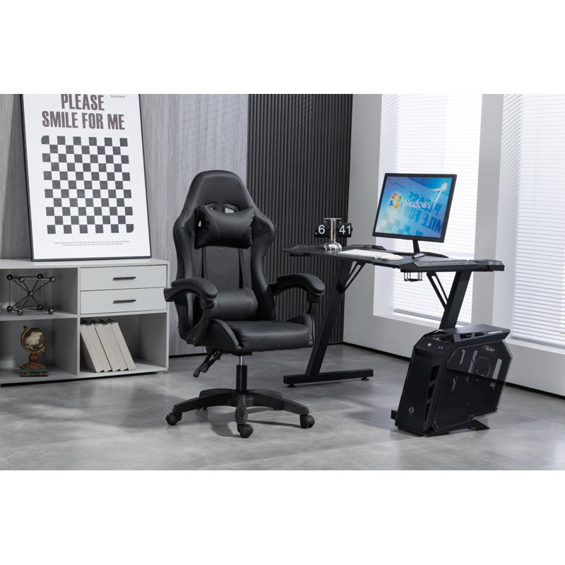 Inbox Zero Reclining and Adjustable Height PC & Racing Game Chair, Black