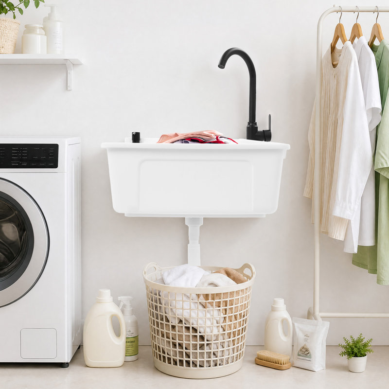Wall-Mounted Laundry Sink, Natural