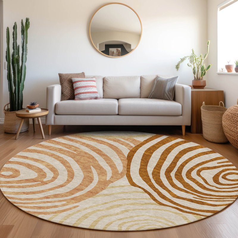 Leis Abstract Indoor Rug, Round 8'