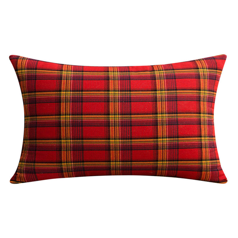 Housse de coussin rectangulaire 100% coton, Rouge / Vert, 22 po x 14 po