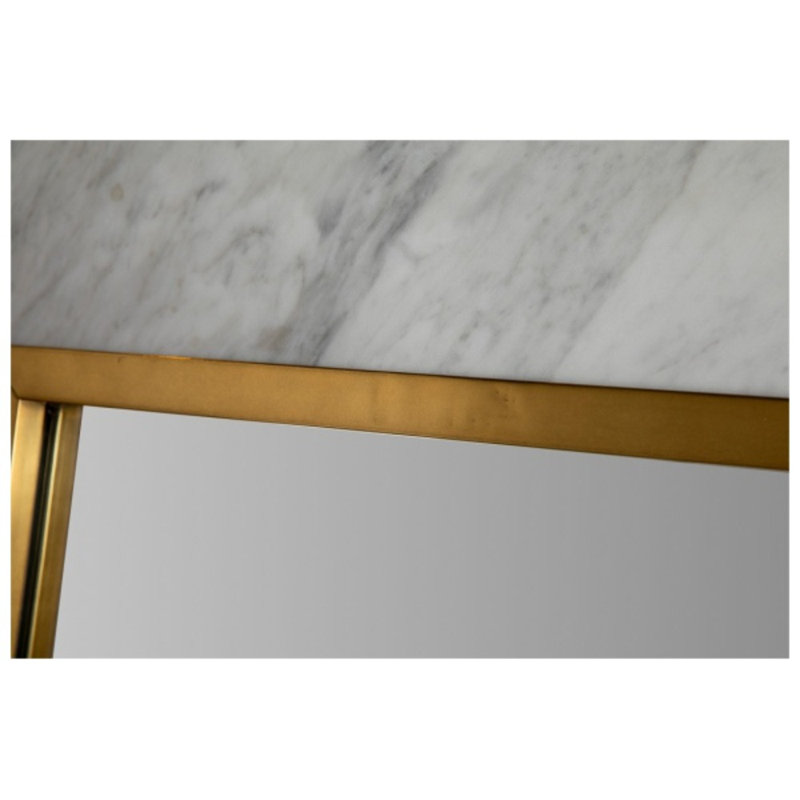 Richard Rectangle Wall Mirror, Honed Carrara Marble/Aged Brass