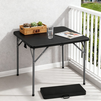 Dkelincs 34 Inch Square Folding Card Table Compact Pvc Tabletop & Metal Frame, Black