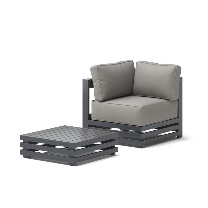 Fauteuil d'angle et table basse carrée Avondale