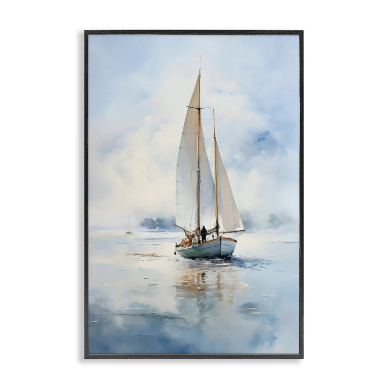 Giclée encadrée par un voilier nuageux, par LSR Design Studio, H 24 po x l 16 po, Giclée encadrée noir minuit