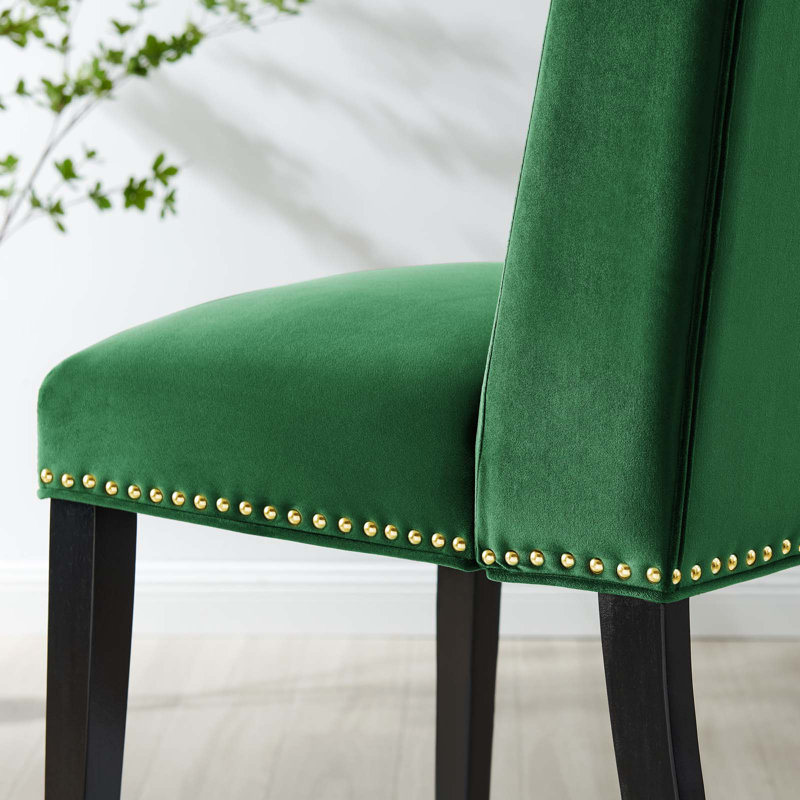 Modway Baron Performance Velvet Dining Chairs - Set of 2, Emerald