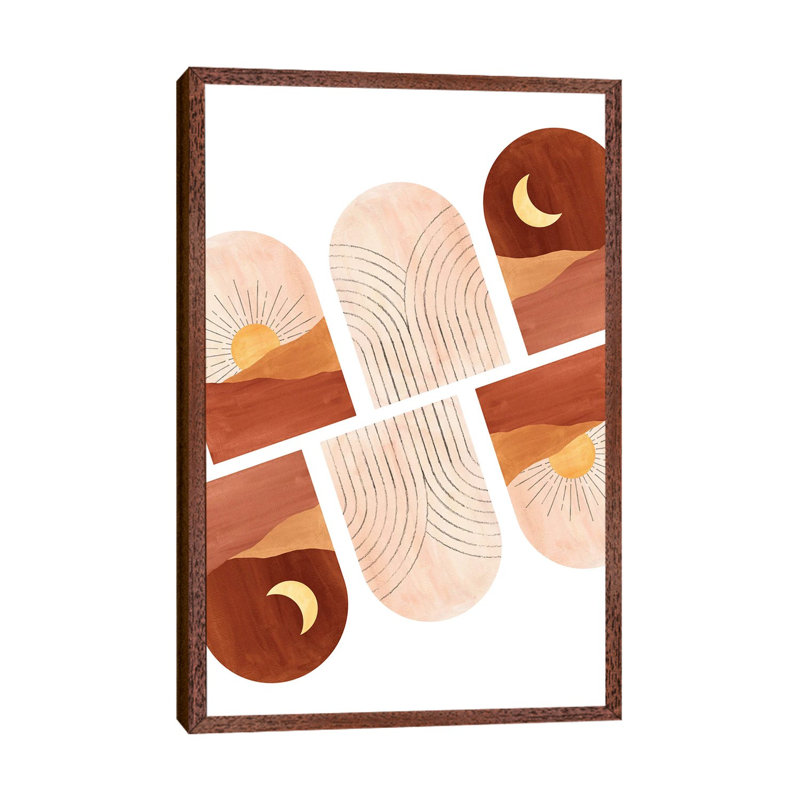 Terracotta Landscapes by Whales Way - Painting on Canvas, Classic Brown Wood Framed, 101.6cm H x 66.04cm W x 3.81cm D