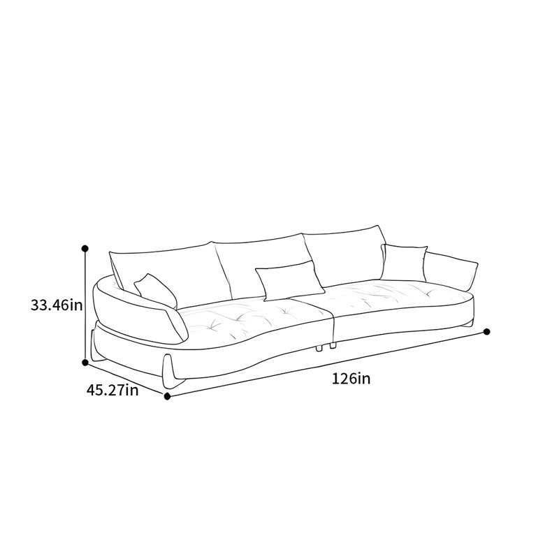 Canapé incurvé American American, H 33,46 po x l 126 po x P 45,27 po