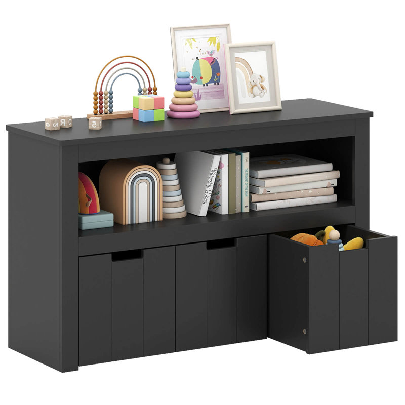 Armoire de rangement Commode 3 tiroirs avec roulettes, Noir
