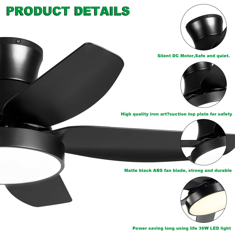Whitham Ceiling Fan with LED Lights, 42"