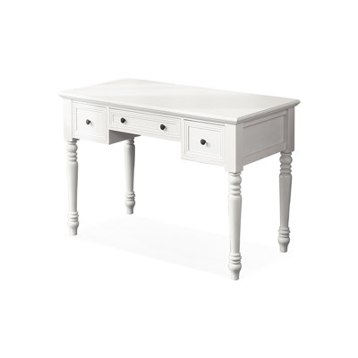 White Rectangular Solid Wood with 3 drawers desk