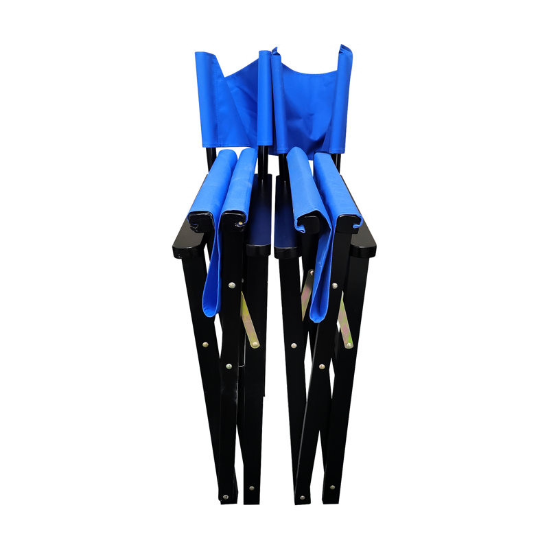 Folding Chair 2 - Wooden Director With Blue Canvas Fabric. Solid Wood. Strong Bearing Capacity. Easy To Clean And Breathable. Foldable For Transport & Storage. Suits All Ages. 23.3" Depth, 19.73"