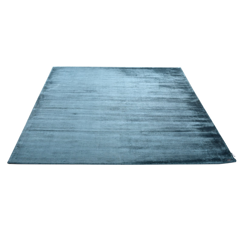 Shine Solid Colour Hand Woven Hand Loomed Teal Area Rug, Rectangle 85 x 155cm