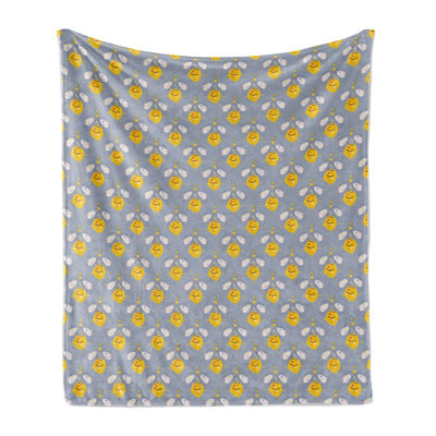 Ambesonne Bee Fleece Throw Blanket Hand Drawn Abstract Insects