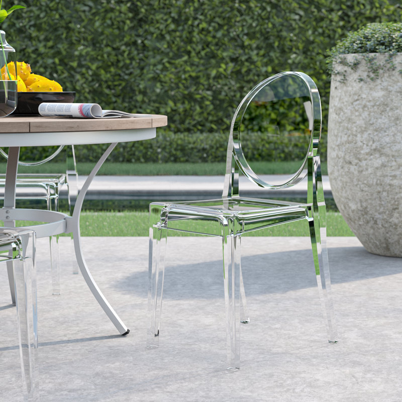 Ghost Outdoor Dining Side Chair, Transparent Crystal Clear