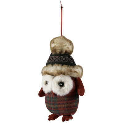 Ornement de Noël peluche bébé chouette en tissu écossais