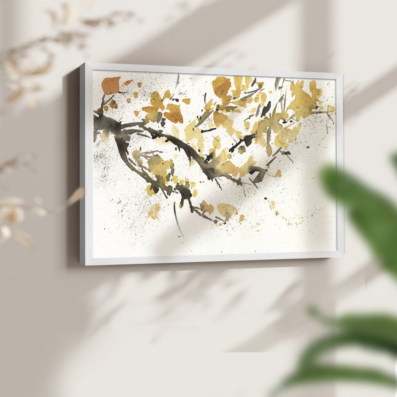 Branche d'arbre aquarelle I - reproduction encadrée - réarmable, H 11 po x l 14 po, Blanc