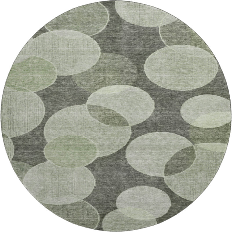 Premium Machine Washable Lubbers AMF1751 Geometric Rug, Round 8'