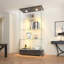 Vitrine noire moderne en verre avec tiroirs, lumières DEL et tablettes - 2 portes de rangement pour le salon, la chambre à coucher