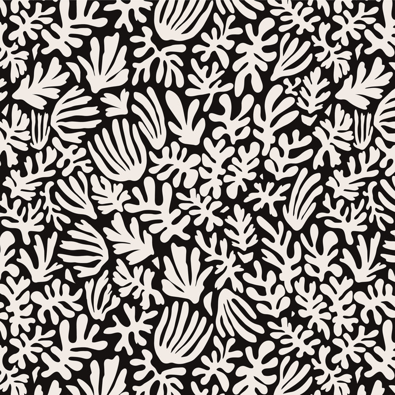 Matisse inspiré des formes noir I, H 12 po x l 12 po