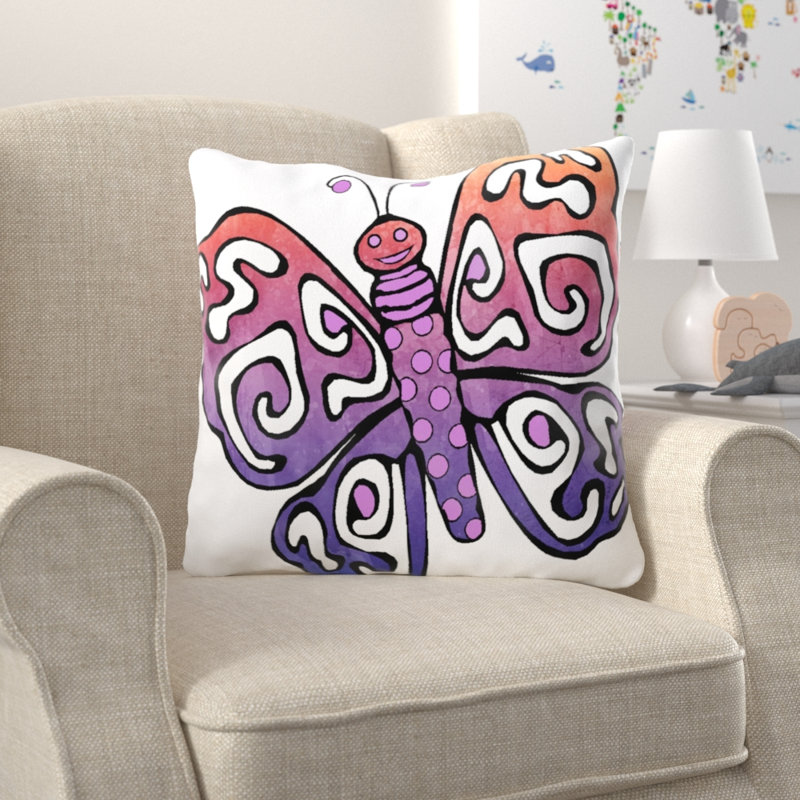 Coussin décoratif papillon Burk, Intérieur, Microsuède, Rose pâle, mauve pâle