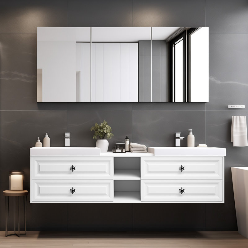 84 " Wall Mounted Double Bathroom Vanity Base