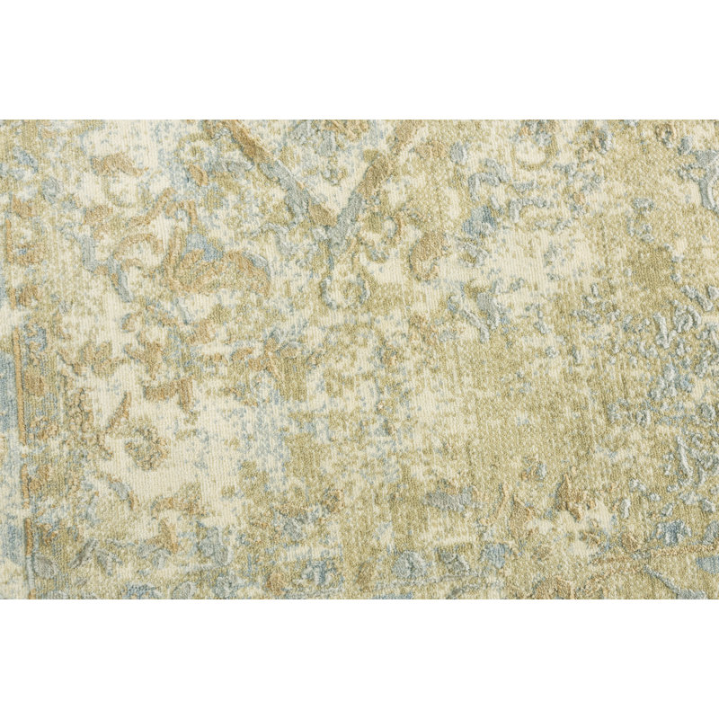 Tapis en laine beige / vert / bleu Power Loom, Rectangle 10 pi x 13 pi