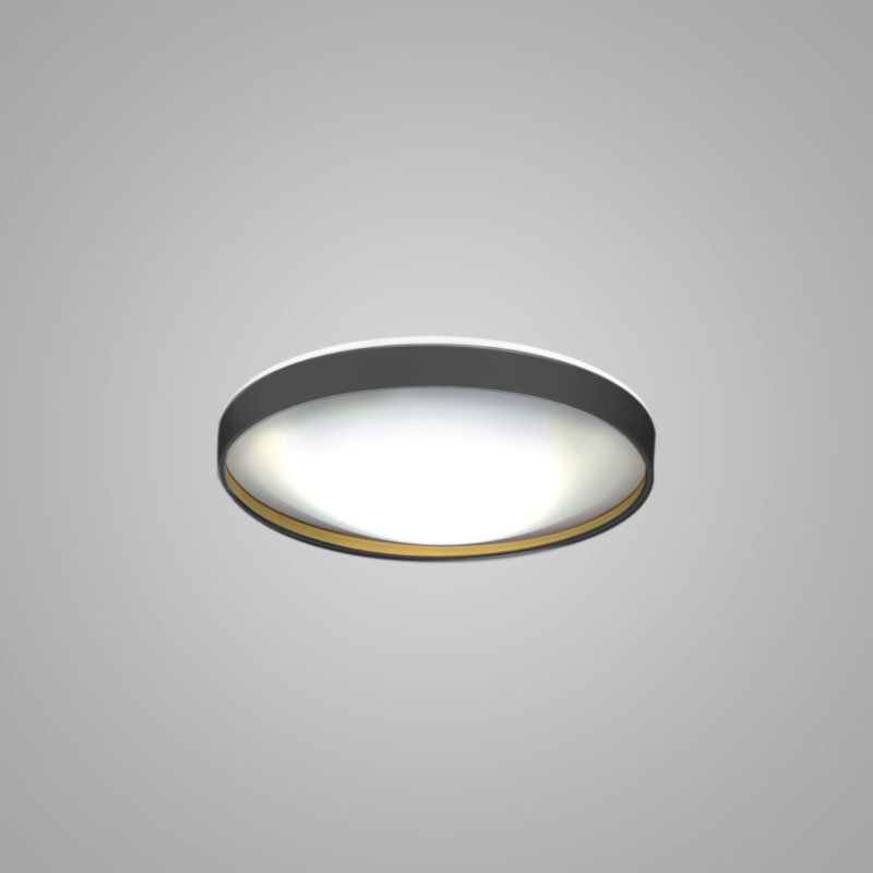 Alina Simple Circle Flush Mount, Marengo Gray/Gold Lacquer, 5.25" H x 19.69" W x 19.69" D