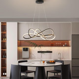Luminaire suspendu réglable à DEL avec télécommande, lustre à intensité variable pour salle à manger, salon, cuisine, chambre à coucher, bar - noir, Dia25,6-30X7,9 po