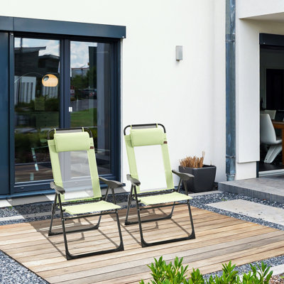 Ensemble de 2 chaises de patio pliantes avec appui-tête amovible