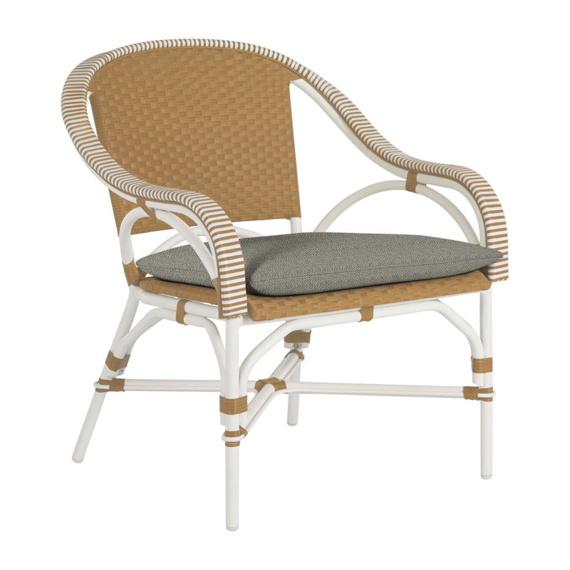 Savoy Patio Chair with Cushions, No Welt, Rollo Chambray, Chalk/White/Navy