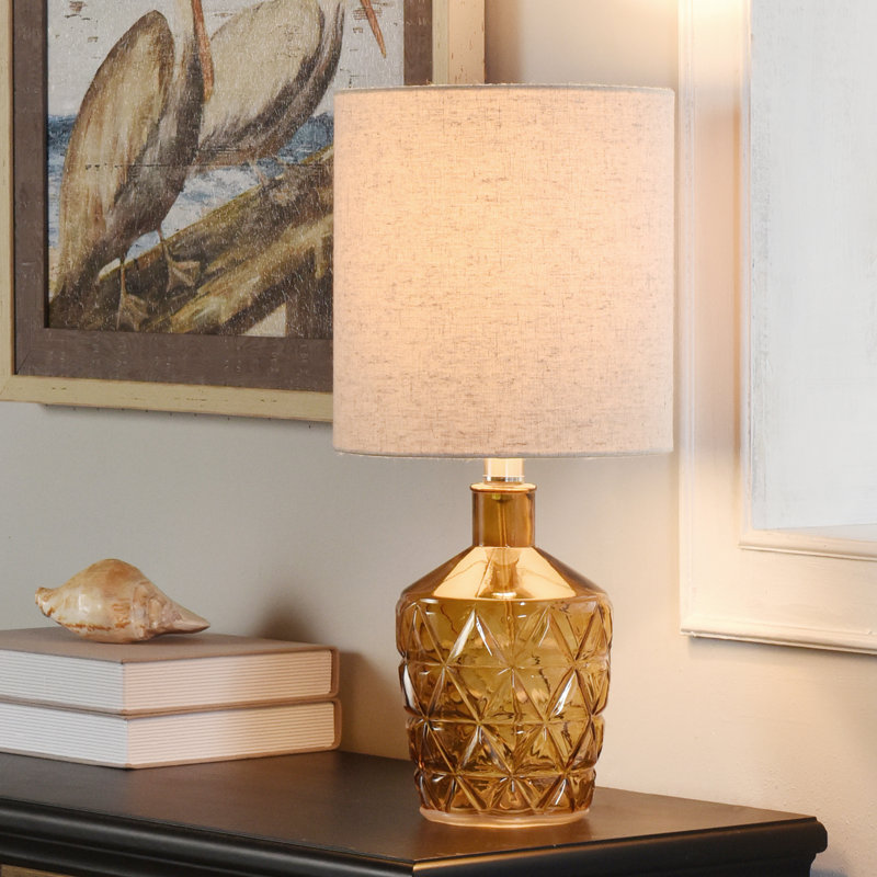 Orosco Glass Table Lamp, Sunset Amber, Gray