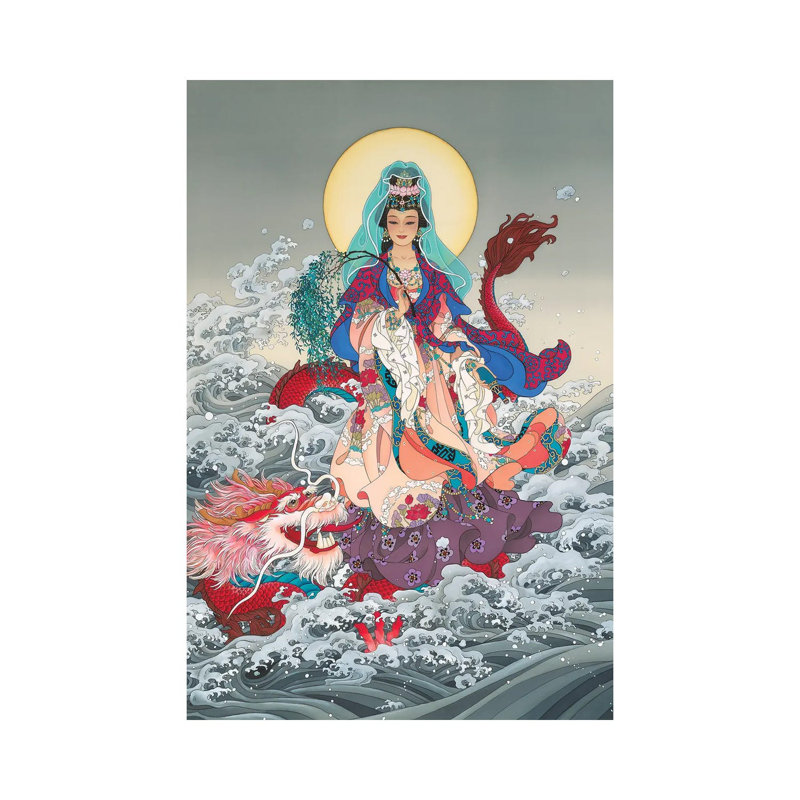 Kwan Yin - Painting on Canvas, 20.32 cm H x 30.48 cm W, Wrapped Canvas