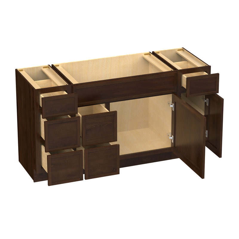 Base de meuble-lavabo simple 60 po seulement, Brun