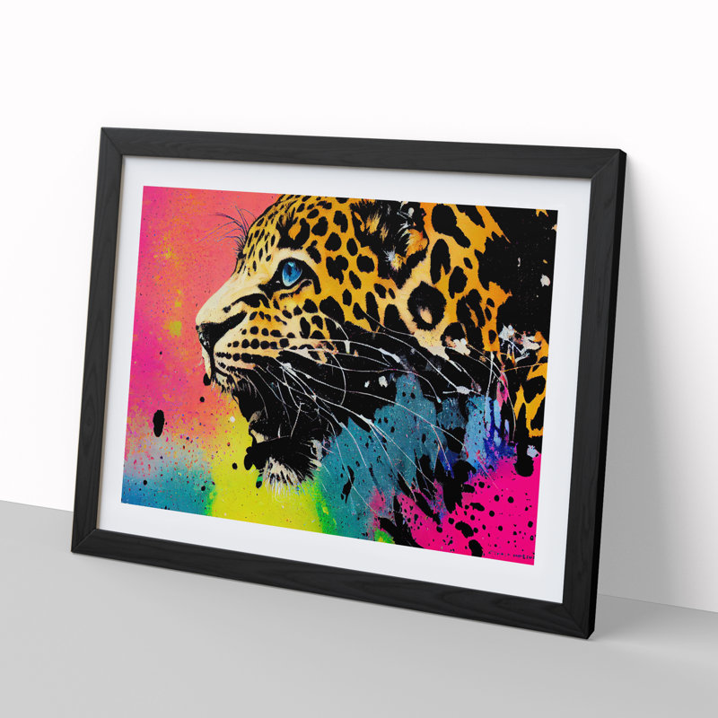 Leopard Splash Abstract - Single Picture Frame Print, 25cm H x 34cm W, Black