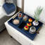 Faux Leather Wrapped Wood Serving Tray With Metal Handles - Multipurpose Ottoman Tray For Home Decor, Coffee Table, And Bed Breakfast Serving-2117259501