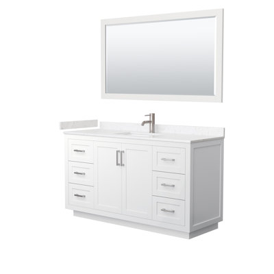 Ensemble de meuble-lavabo simple 60 po avec plateau en marbre de culture Miranda
