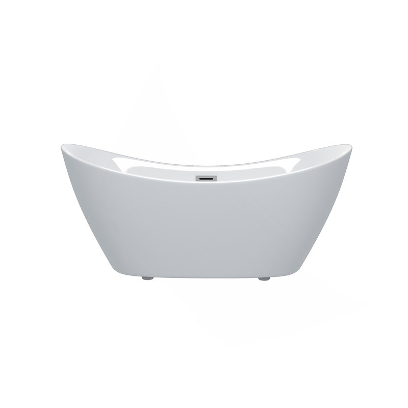 59 "Acrylic Freestanding Tub, With Chrome Overflow And Pop-Up Drain Cupc Certified, Gloss White