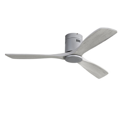 Ventilateur de plafond encastré 52 pouces DC 3 pales en bois sculpté, ventilateur, silencieux, télécommande réversible sans lumière