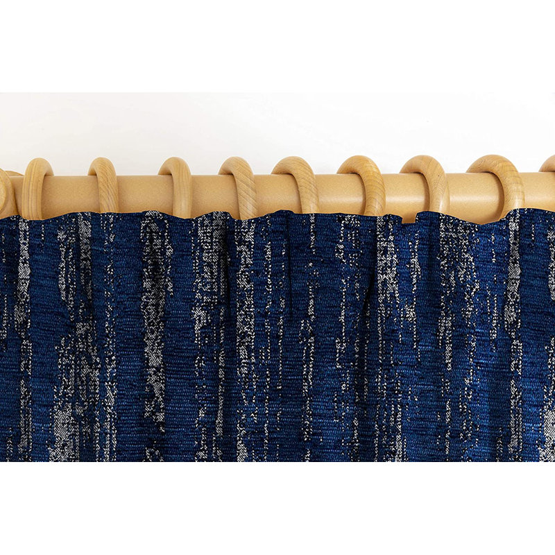 Arispe Room Darkening Curtain Pair, 116 W x 228 D cm, Navy Blue