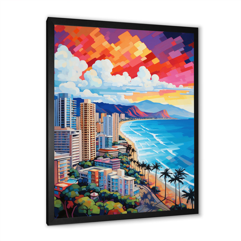 Art urbain sur toile City Maui Popart III - Maui, H 40 po x l 30 po x P 1,5 po, Cadre photo noir