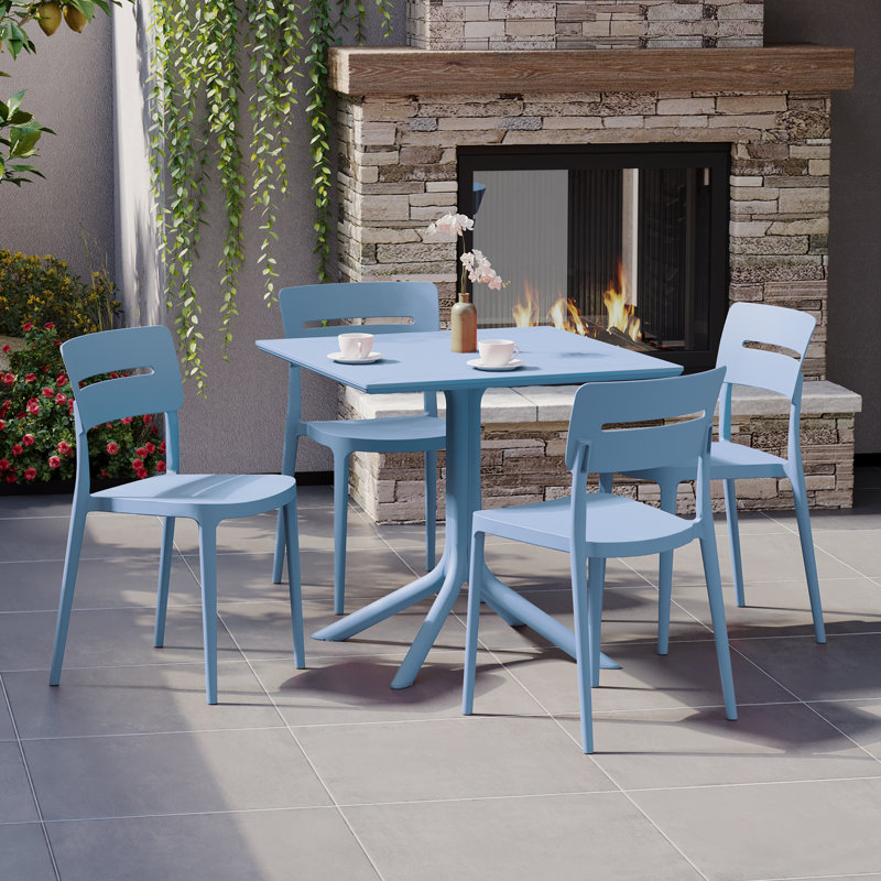 Ensemble repas carré pour 4 personnes, Bleu