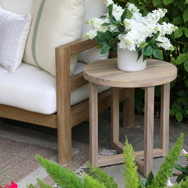 Table d'appoint en bois massif Tranice, Light White Wash