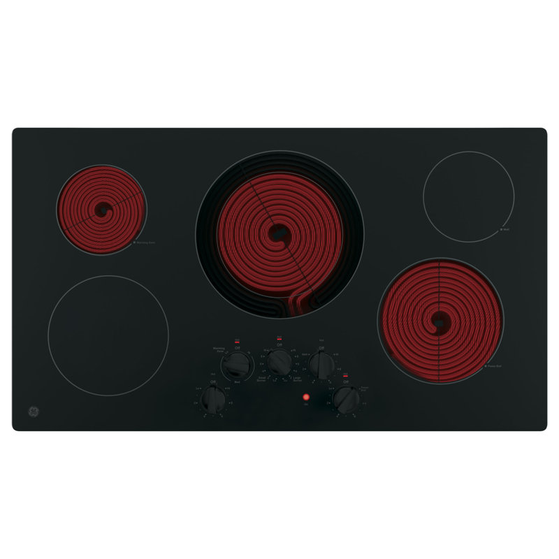 Built-in 36" Electric Cooktop with 5 Burners, Black
