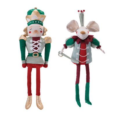 Figurines moelleuses casse-noisette et souris (ensemble de 2)