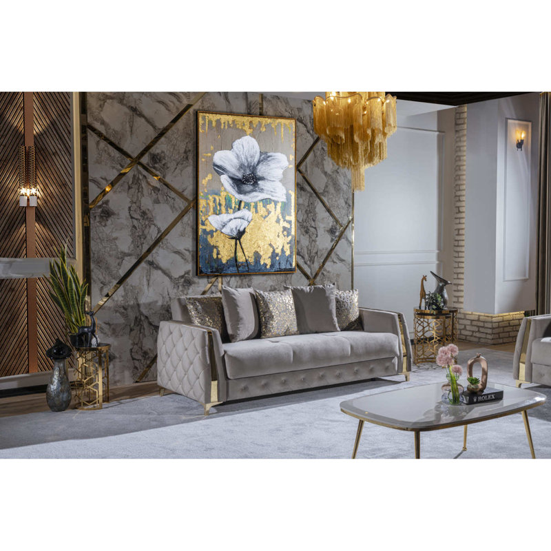 Canapé-lit de style moderne en bois taupe, Taupe