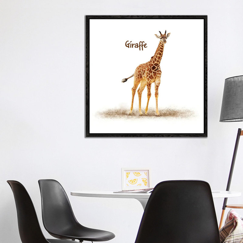 Cute Baby Giraffe by Susan Schmitz - Print on Canvas, 45.72 cm H x 45.72 cm W, Black Framed