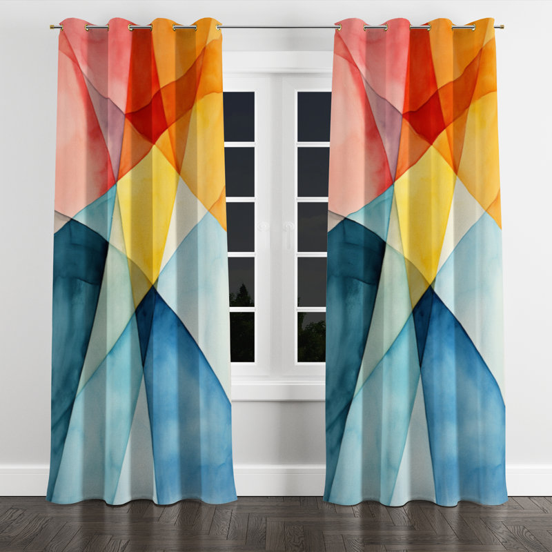 Avnish - Abstract Room Darkening Grommet Curtain - 1 Panel, 52" W x 120" L, Golden Grommets